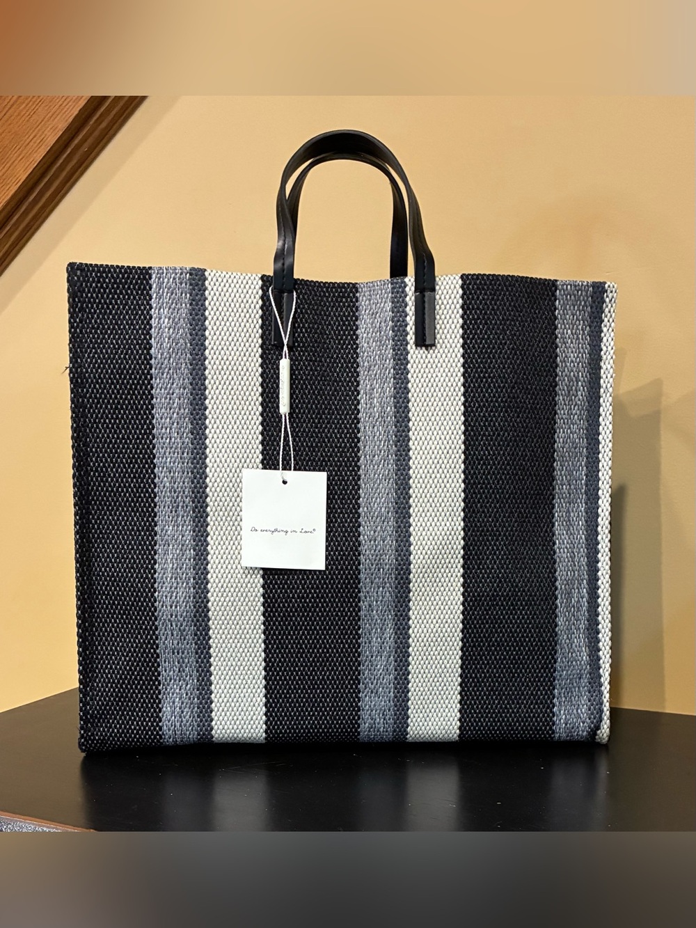 do everything in love Trunk Tote Top Handles/removable Strap Black Multi NWT